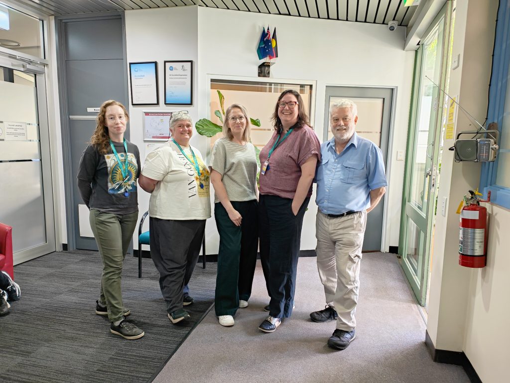 Pharmacotherapy Clinic staff Ebony Kearns, Gabe Shine, Amanda Gould, Carlotta Standen and Dr Michael Pearson